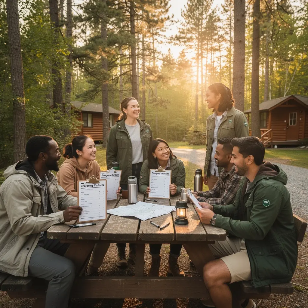 Kawałek papieru z ważnymi informacjami awaryjnymi dla podróżnych.