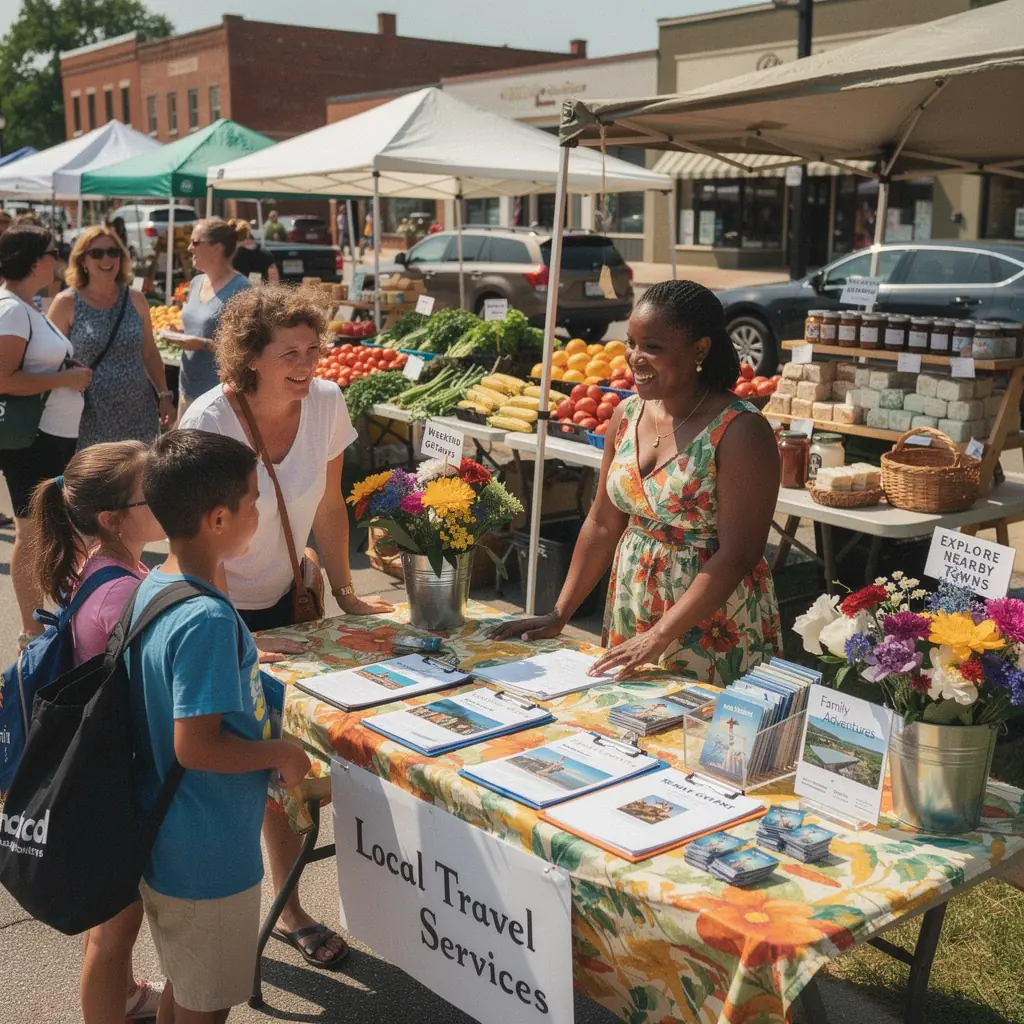 Zielony stół do planowania podróży z mapą i akcesoriami podróżniczymi.