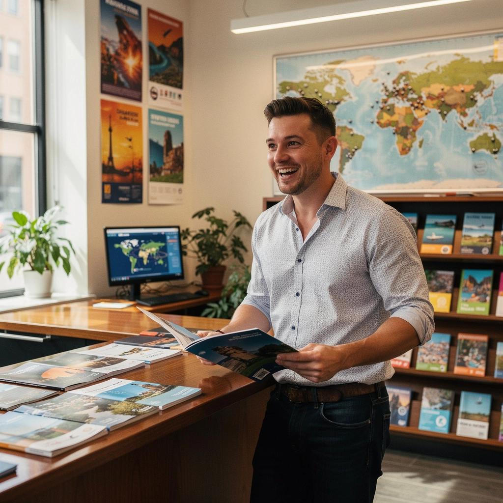 Zestaw informacji awaryjnych umieszczony na biurku podróżnym.